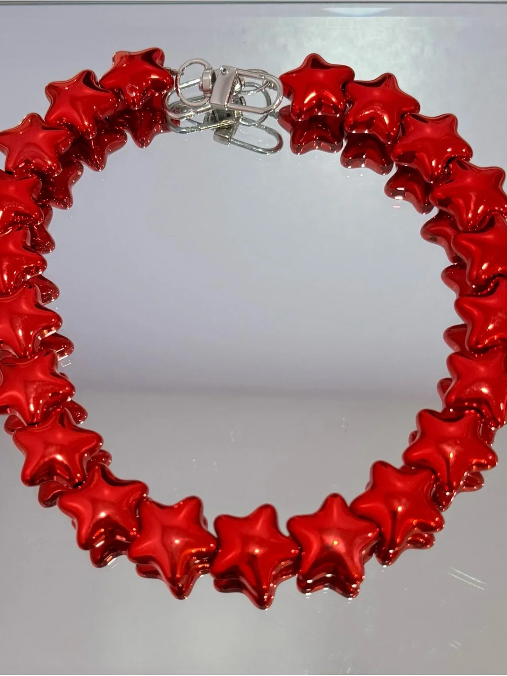 New Metallic Red Star Bead Bag Chain 18 inches